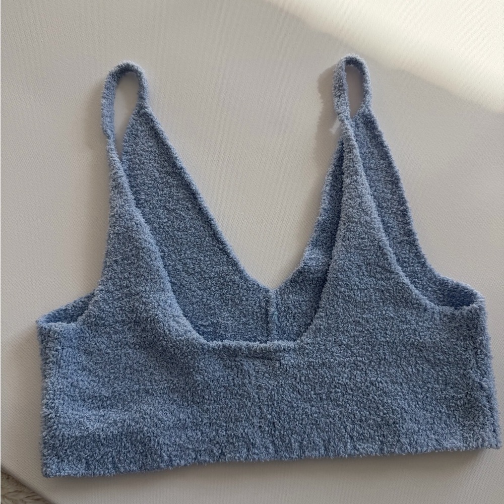 Urban Outfitters Out From Under Fuzzy Blue Bralette Size L Cozy Lounge Y2K - Picture 4 of 7
